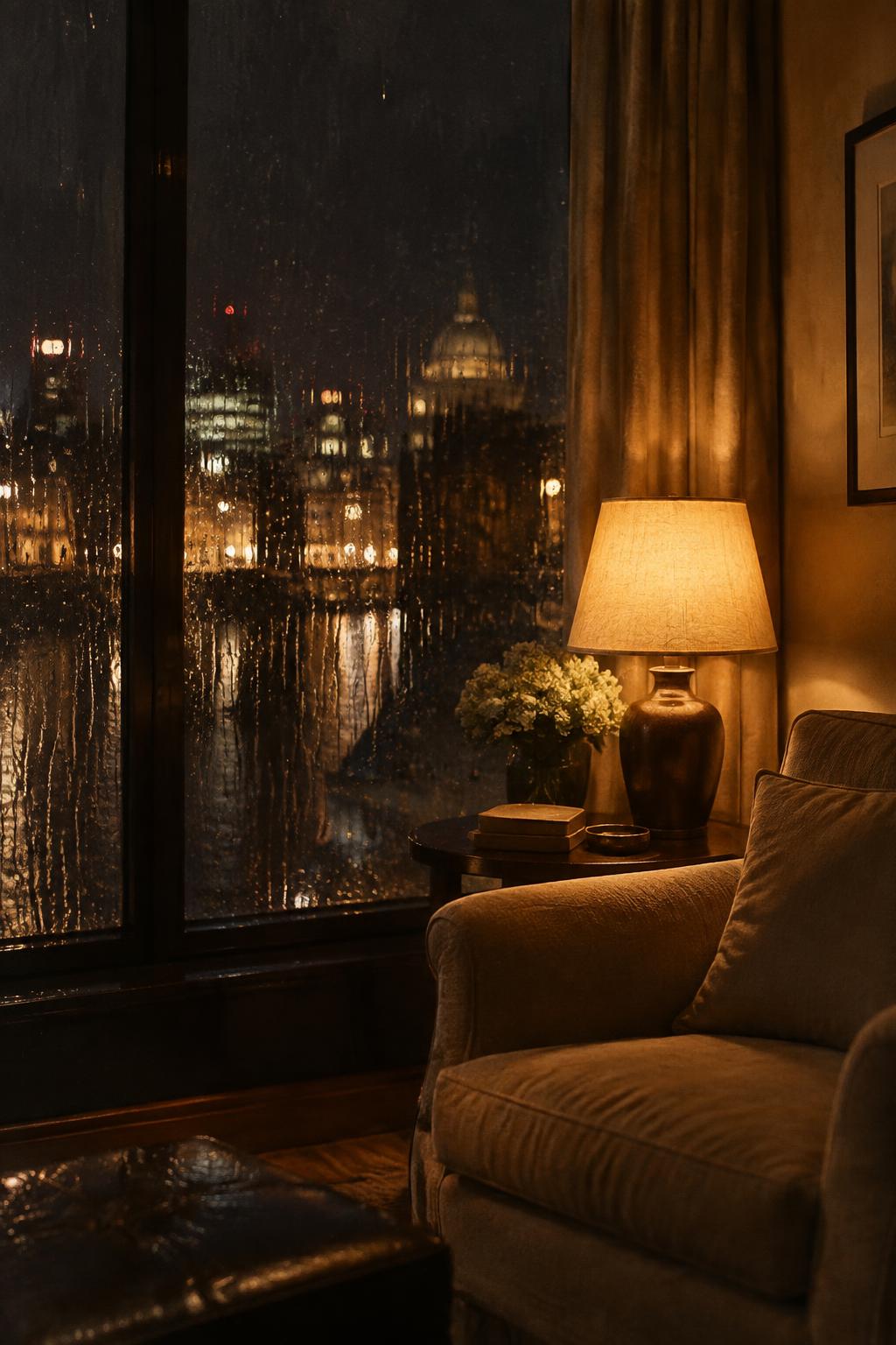 Rain-lit evening